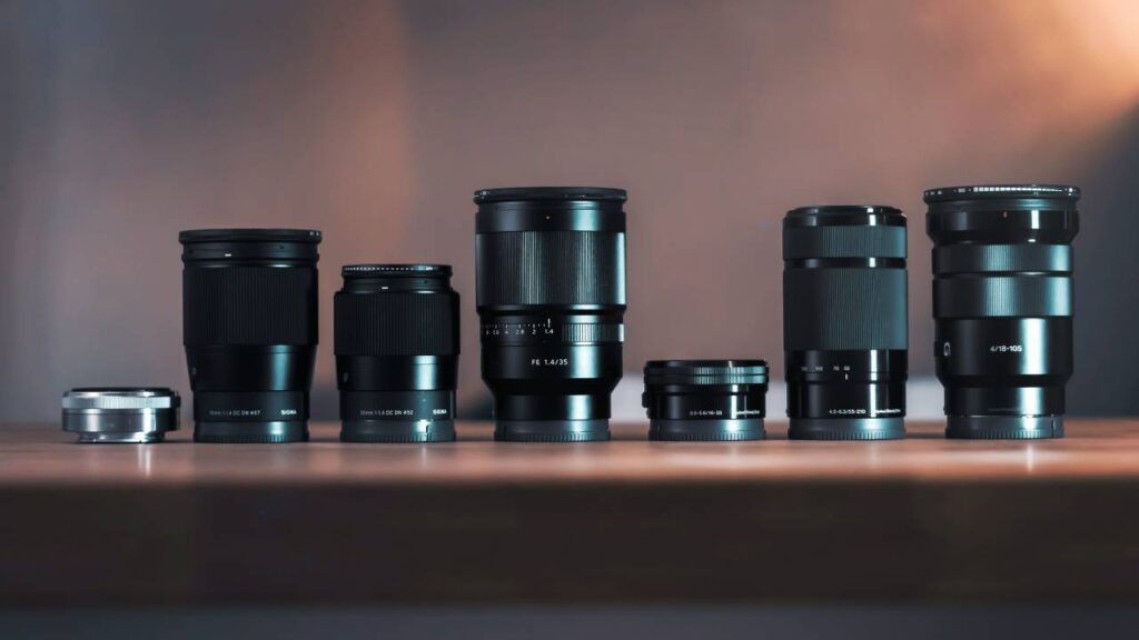 A collection of different camera lenses