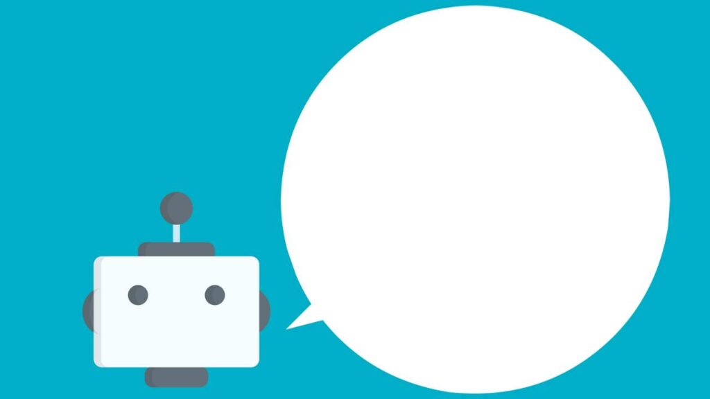 An abstract illustration depicting a chatbot providing an answer